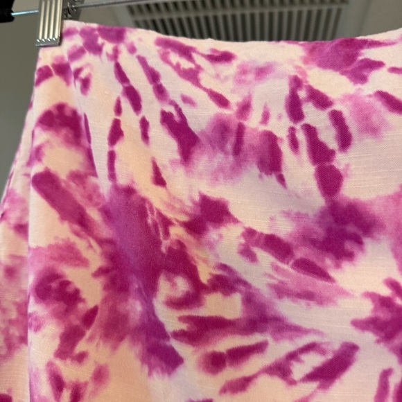 Zara Linen Blend Pink Tie Dye Wrap Skort Sz Small Beachy Boho Festival Hippie - Picture 3 of 9
